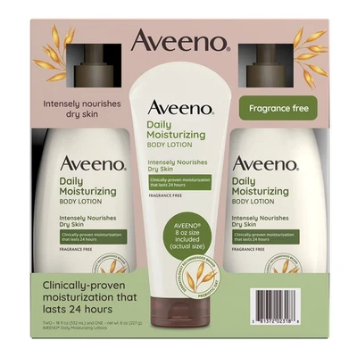 Aveeno 日常保湿身体乳液 2 x 24 液量盎司 (709 克) 不含香料 — 第 1/4 张图片