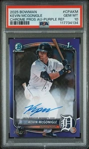 KEVIN MCGONIGLE 2025 BOWMAN CHROME PURPLE REFRACTOR AUTO /250 PSA 10 - Picture 1 of 2