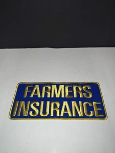 Vintage Farmers Insurance Large Collectible Embroidered Patch Emblem Blue Yellow - Picture 1 of 6