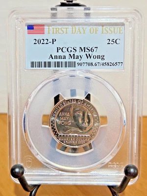 2022-P Washington Quarter Anna May Wong PCGS MS67 FDOI #45826577 - Image 1 of 2