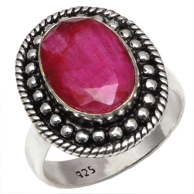 Joyería de plata hecha a mano con piedras preciosas de zafiro rubí "9" Foto 1 de 4