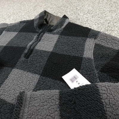 NUEVO Suéter Wrangler Para Hombres M Negro Gris Sherpa Polar Pullover 1/4 Cremallera Exterior Foto 1 de 4