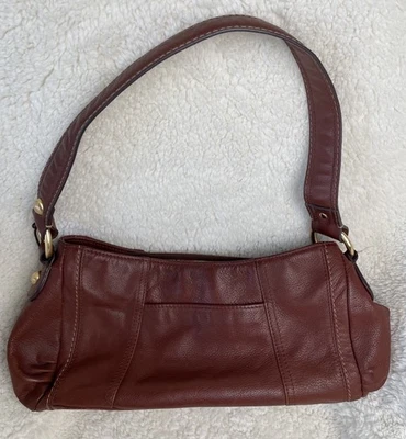 Liz Claiborne Genuine Pebbled Leather Bag Purse Brown  Supple W/Leather Studs - Image 1 of 4