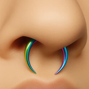 Corno di bue circolare setto arcobaleno forma C punta 10 mm 14 g (1,6 mm)... - Foto 1 di 14