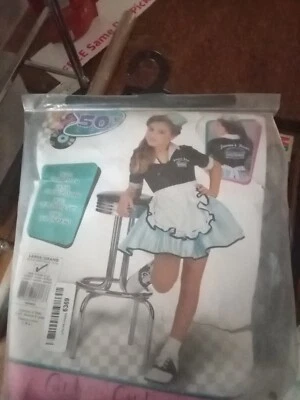 50s Girl Costume Kids Car Hop Waitress Halloween Fancy Dress Up...Dress Only - Image 1 of 3