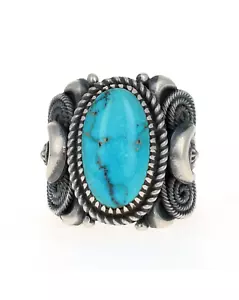 12,5 - Anello turchese Morenci naturale dell'artista Navajo Delbert Gordon - Foto 1 di 4