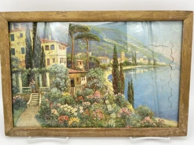 Antique Puzzle Complete Framed in wood frame 16" X 11" French Rivera 1920s-1930s - Image 1 of 4