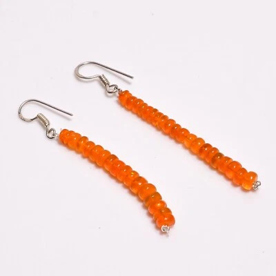 Pendientes lisos rondelle de piedras preciosas de ópalo etíope de fuego de 20,8 quilates 2,9" A-3406 Foto 1 de 3