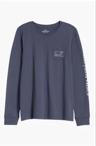 Vineyard Vines Blue Blazer Whale Long Sleeve Pocket Graphic Tee Medium 12/14 - Picture 1 of 11