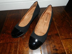 Hush Puppies Black Wedge Pump Heels Black patent/suede 9.5M - Picture 1 of 3