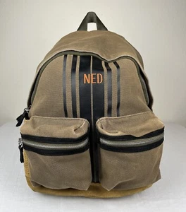 Canvas By Lands End 100% Cotton Leather Bottom 17” Backpack Brown Black RARE - Picture 1 of 15