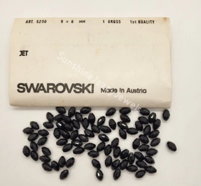 Paquete de fábrica Swarovski Crystal Jet Black 9x6 mm ovalado 5200 cuentas; 144 piezas Foto 1 de 3