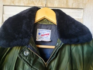 VTG Butwin Officer Jacket Union Made USA Sz S/M Full Zip Faux Fur Collar - Picture 1 of 9