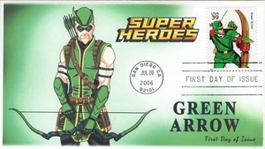 AO-4084d-3, 2006, DC Comics Super Heroes, Green Arrow, FDC, Add-on Cachet, Stand - Picture 1 of 1