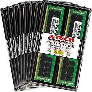 A-Tech 256GB 16x 16GB 2Rx4 PC4-21300R DDR4 2666 ECC REG RDIMM Server Memory RAM - Picture 1 of 4