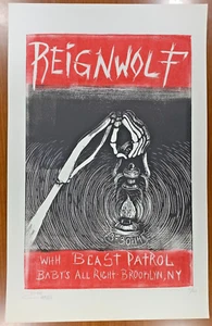REIGNWOLF Baby's All Right BROOKLYN NY 2014 Concert POSTER Dan Curran LE #10/50 - Picture 1 of 3