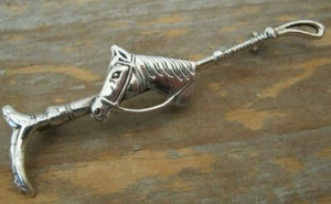 Beautiful Solid Silver Horse & Crop Brooch Pin Racing Riding Hunting Equestrian - Picture 1 of 4