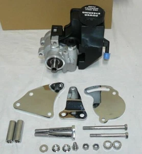 Type II Saginaw Power Steering Pump W/ Reservoir With Bracket Chrome for SBC 350 - Picture 1 of 4