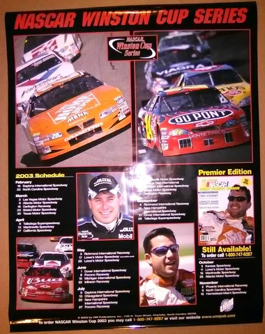 NASCAR,NEW,2003 Schedule,21.875" x 17",Extremely Hi- Gloss,Photo Quality Paper Cover