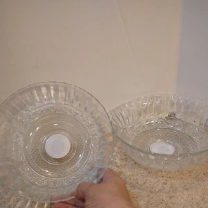 HobStar Vintage Style Cut Glass 7 1/2" Dia. x 3" Hgt. Serving Bowl Set of 2 New - Picture 1 of 7