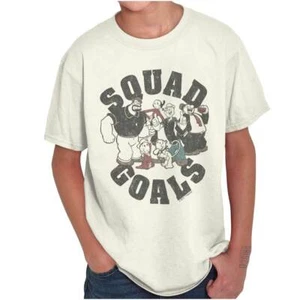 Vintage Retro Popeye Cartoon Squad Goals Youth Crewneck T Shirts Boy or Girl - Picture 1 of 7