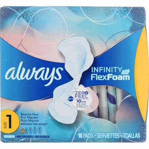 3 Pack Always Infinity Pads, Size 1 Regular, with Flexi-Wings, Unscented, 18 Ct - Picture 1 of 5