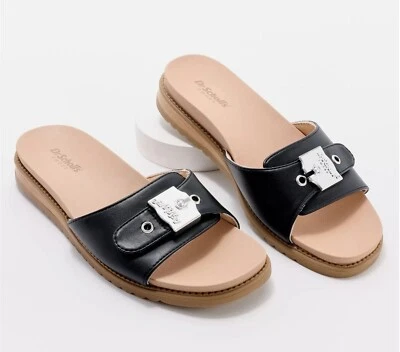 New Dr Scholls Women’s Island Icon Black Size 9m Logo Buckle Sandals Slide - Image 1 of 4
