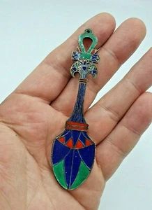 Antiker ägyptischer Revival, massiver Silber Emaille Löffel, Caddy Löffel? Gepunzt  - Bild 1 von 10