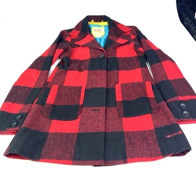 Abrigo de vestir Billabong lana chaquetón búfalo a cuadros rojo negro para mujer talla M Foto 1 de 4