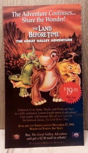 The Land Before Time: The Great Valley Adventure VHS Mail-In Rebate Ad - Imagen 1 de 2