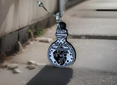 16” Stainless Steel Heart In A Bottle Chain Necklace  - Image 1 of 4