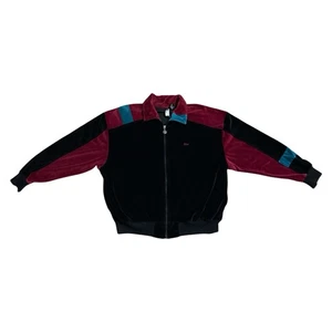 Vintage Christian Dior Monsieur Mens Tracksuit Jacket Zip Sz L Black Velour - Picture 1 of 10