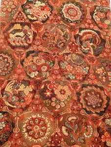 Vintage Japanese Kimono Silk Fabric, Orange red Sarasa Crepe 162CM(64") - Picture 1 of 10