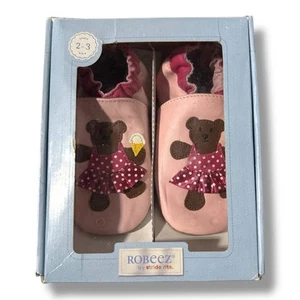 Robeez By Sride Rite Baby Girl Pink Bear Shoes 2-3 Years - Picture 1 of 1