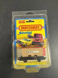 VTG MATCHBOX SUPERFAST #25 FLATBED W/ CONTAINER TRAIN N.Y.K. NIP DIE CAST PLASTI - Picture 1 of 4