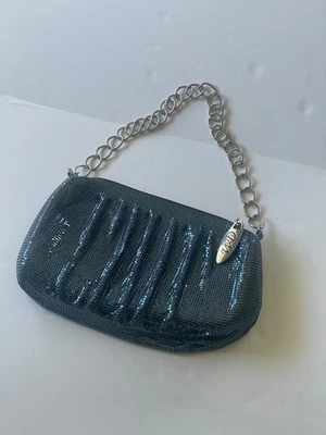 Bolso de Hombro WD Whiting & Davis Azul Metálico Cadena Malla Bolso de Noche Foto 1 de 4