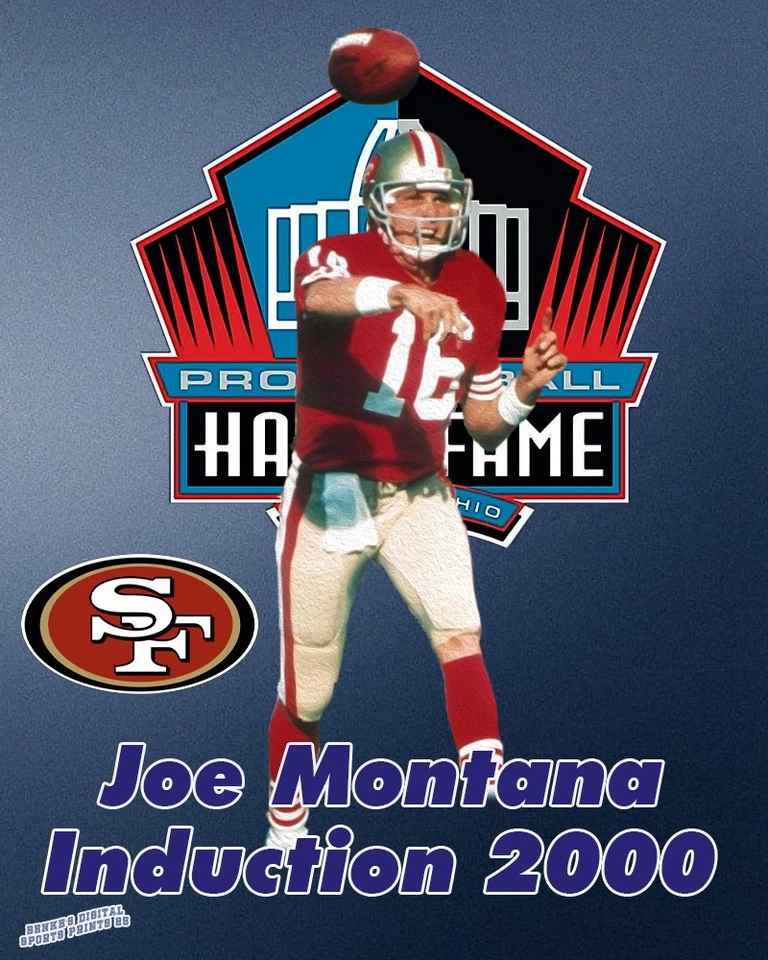 Impresión litográfica de los 49ers de San Francisco de Joe Montana HOF Foto 1 de 1