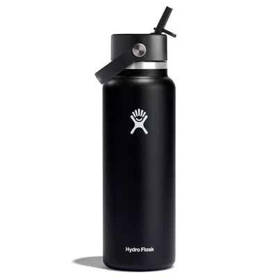 Botella de pajita Hydro Flask 40 oz boca ancha flexible - negra: Foto 1 de 3