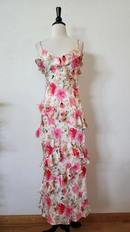 Vestido maxi Anthropologie novo tamanho médio floral rosa casamento coquette jardim - Imagem 1 de 4