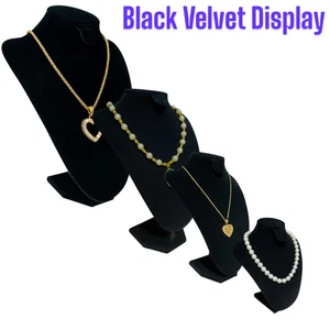 Black Velvet Jewelry Easel Necklace Chain Display Bust Stand Tower Rack for Home - Picture 1 of 10