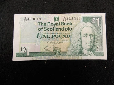 Billete de una libra Royal Bank of Scotland PLC años 90 usado Foto 1 de 2
