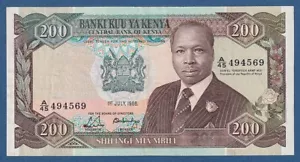 KENIA / KENYA -- 200 SHILLINGS ( 1.7.1988 ) -- VF -- SIGNATURE 9a -- PICK 23Ac . - Imagen 1 de 2