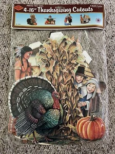 Vintage 4-16" Cutouts 2 Side Thanksgiving Beistle Decoration 1990 New #99137 NOS - Picture 1 of 4