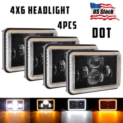 4x6" LED Headlight Hi/Lo w/DRL For Peterbilt 379 378 Freightliner FLD12 Kenworth - Image 1 of 4