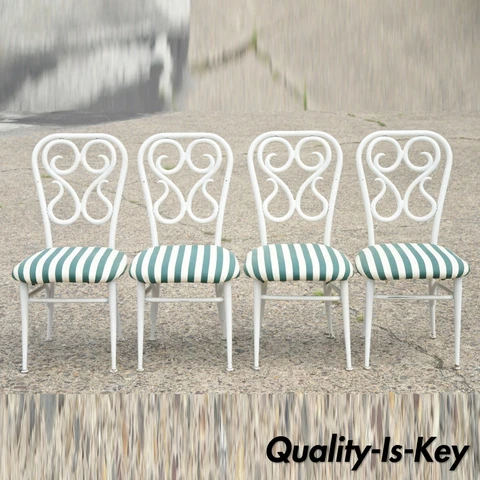 Vintage Metal Thonet Bentwood Austrian Style Bistro Dining Chairs - Set of 4 Cover