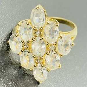 9ct 375 Yellow Gold Tanzanian Zircon Diamond Shaped Ring UK M 1/2 US 6 1/2 L176 - Picture 1 of 5