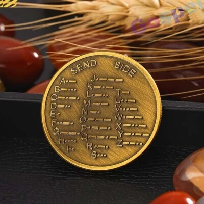 Key CW training coin Morse code training coin Novice amateur radio 1Pc - Image 1 of 4