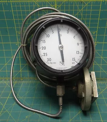  Ashcroft 45-1279AS0-2L Duragauge 4-1/2" Pressure Gauge 30-0-15 PSI Dial 10' Cap - Image 1 of 4