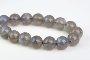 Cuentas sueltas redondas de labradorita gris claro natural genuino de 5-6 mm grado AAA 7,5" - Imagen 1 de 3