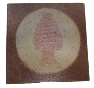 Alfaraz Spain Ceramic Art Tile Pottery 6" x 6" Vintage Owl brick brown/red - Picture 1 of 14